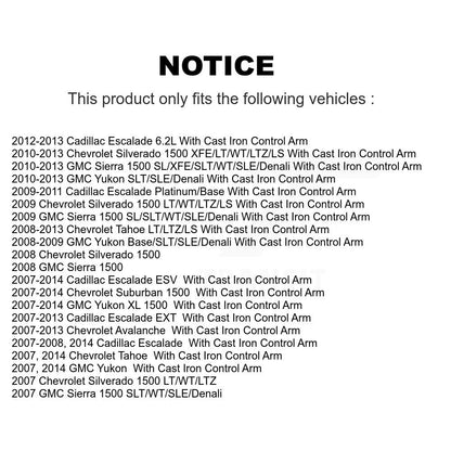 [Avant] Rotule de suspension pour Chevrolet GMC Sierra 1500 Silverado Avalanche Tahoe K72-100946