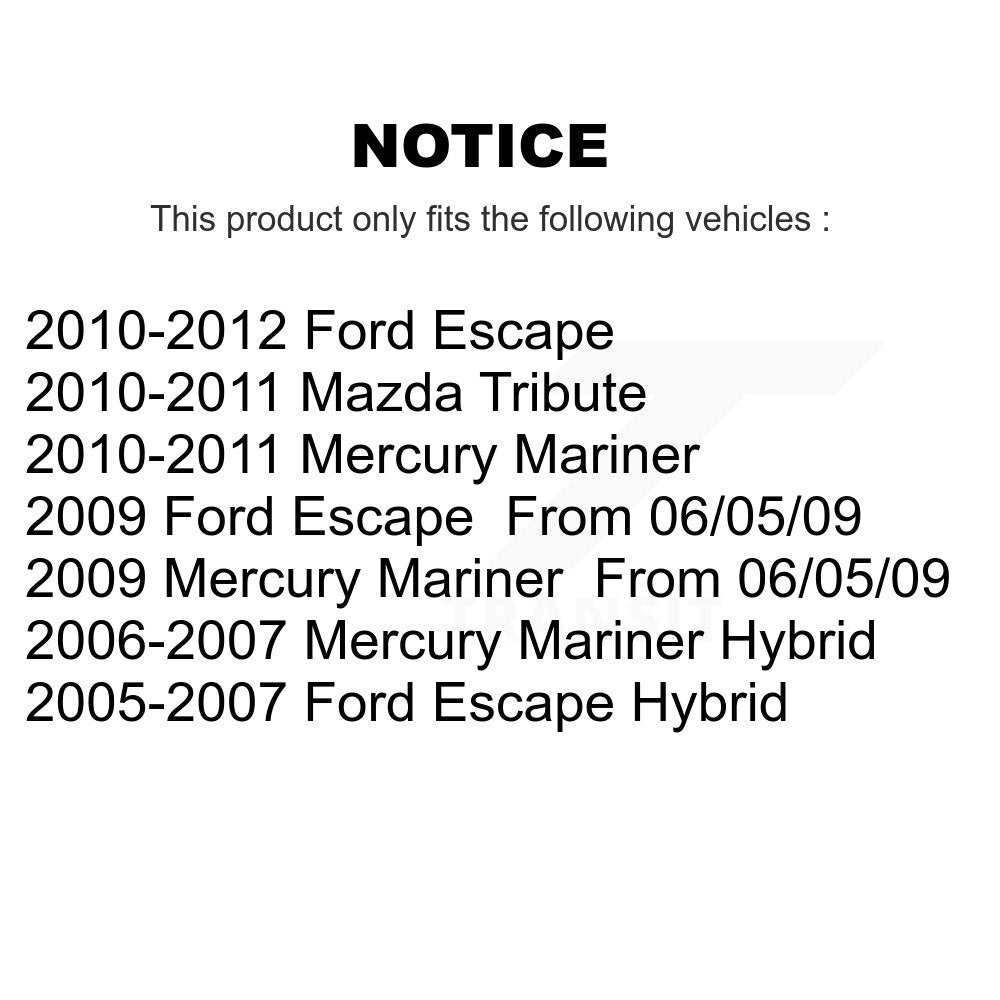 [Avant] Kit d'ensemble de bras de suspension et joint à rotule pour Ford Escape Mercury Mariner Mazda Tribute K72-101054