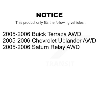 [Avant] Kit d'ensemble de bras de suspension et joint à rotule pour 2005-2006 Chevrolet Uplander Buick Terraza Saturn Relay AWD K72-101057