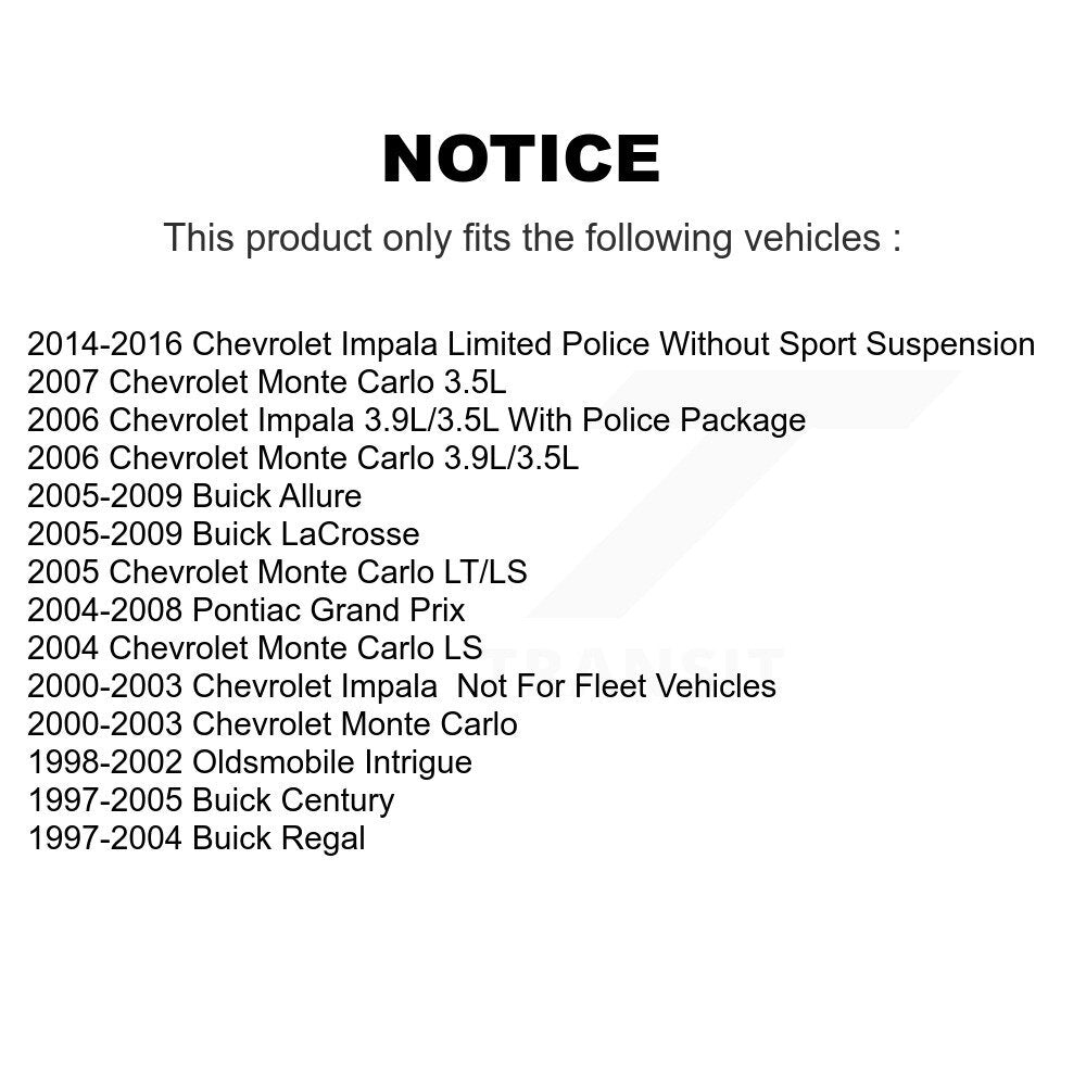 [Avant] Kit d'ensemble de bras de suspension et joint à rotule pour Chevrolet Impala Buick Century Pontiac Grand Prix LaCrosse Monte Carlo Limited Regal Oldsmobile Intrigue Allure K72-101058