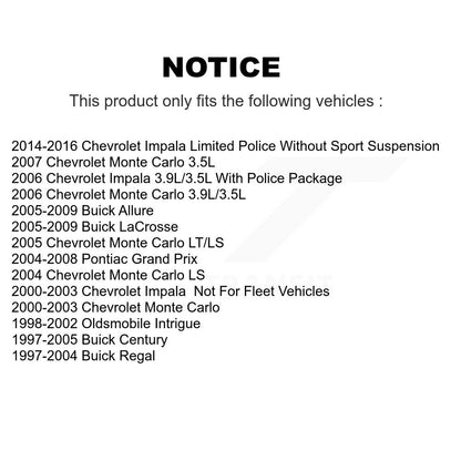 [Avant] Kit d'ensemble de bras de suspension et joint à rotule pour Chevrolet Impala Buick Century Pontiac Grand Prix LaCrosse Monte Carlo Limited Regal Oldsmobile Intrigue Allure K72-101058