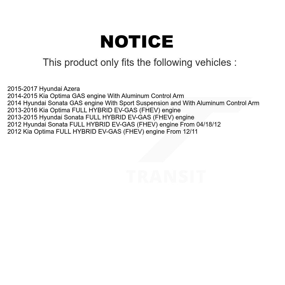 [Avant] Kit d'ensemble de bras de suspension et joint à rotule pour Hyundai Sonata Kia Optima Azera K72-101094