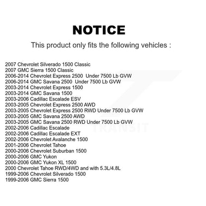 [Avant] Kit d'ensemble de bras de suspension et joint à rotule pour Chevrolet Silverado 1500 GMC Tahoe Sierra Suburban Yukon Avalanche XL Cadillac Classic Escalade ESV EXT K72-101101