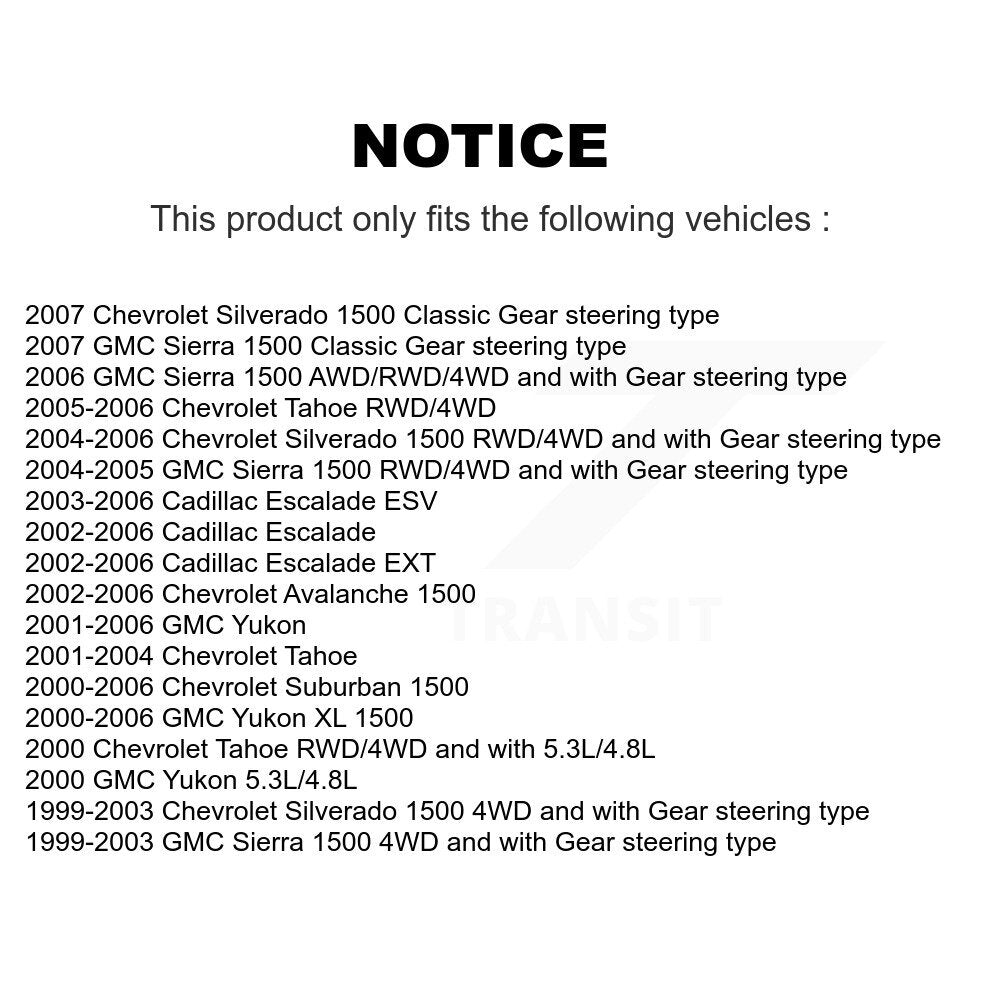 [Avant] Kit d'ensemble de bras de suspension et joint à rotule pour Chevrolet Silverado 1500 GMC Tahoe Sierra Suburban Yukon Avalanche XL Cadillac Classic Escalade ESV EXT K72-101126