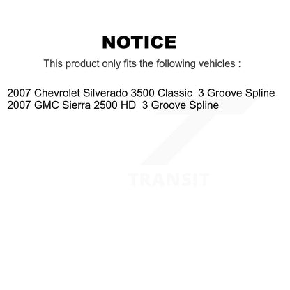 [Avant] Kit d'ensemble de bras de suspension et joint à rotule pour 2007 GMC Sierra 2500 HD Chevrolet Silverado 3500 Classic 3 Groove Spline K72-101179