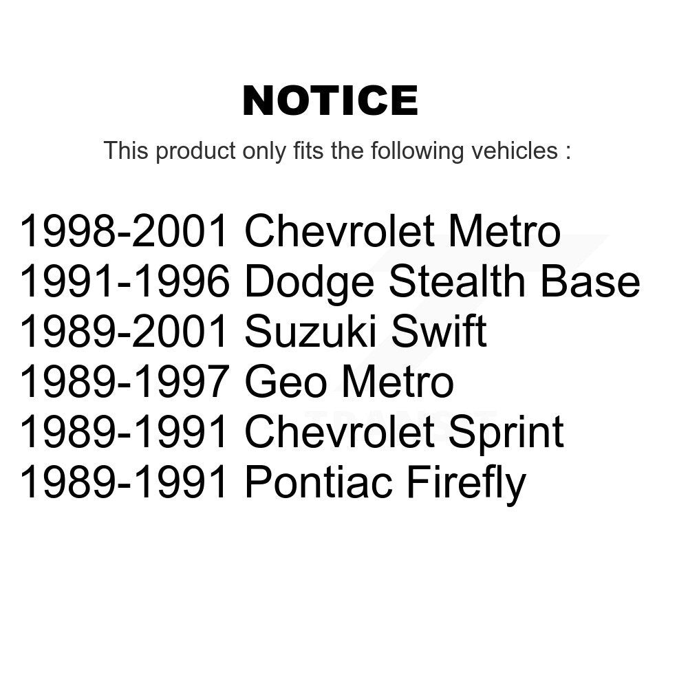 [Avant + Arrière] Kit de biellette de barre stabilisatrice de suspension pour Metro Geo Chevrolet Dodge Stealth Suzuki Swift Pontiac Sprint Firefly K72-101266