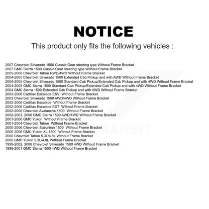 [Avant] Kit d'extrémité de biellette de direction pour Chevrolet Silverado 1500 GMC Tahoe Sierra Suburban Yukon Avalanche XL Cadillac Classic Escalade ESV EXT sans Frame Bracket K72-101271