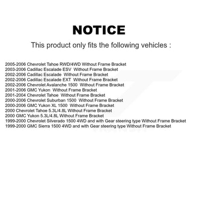 [Avant] Kit d'extrémité de biellette de direction pour Chevrolet Silverado 1500 GMC Tahoe Sierra Suburban Yukon Avalanche XL Cadillac Classic Escalade ESV EXT sans Frame Bracket K72-101271