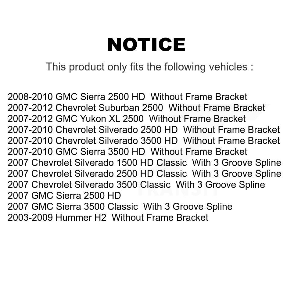 [Avant] Kit d'extrémité de biellette de direction pour 2007 Chevrolet Silverado 2500 HD Classic GMC Sierra 3500 1500 3 Groove Spline K72-101280