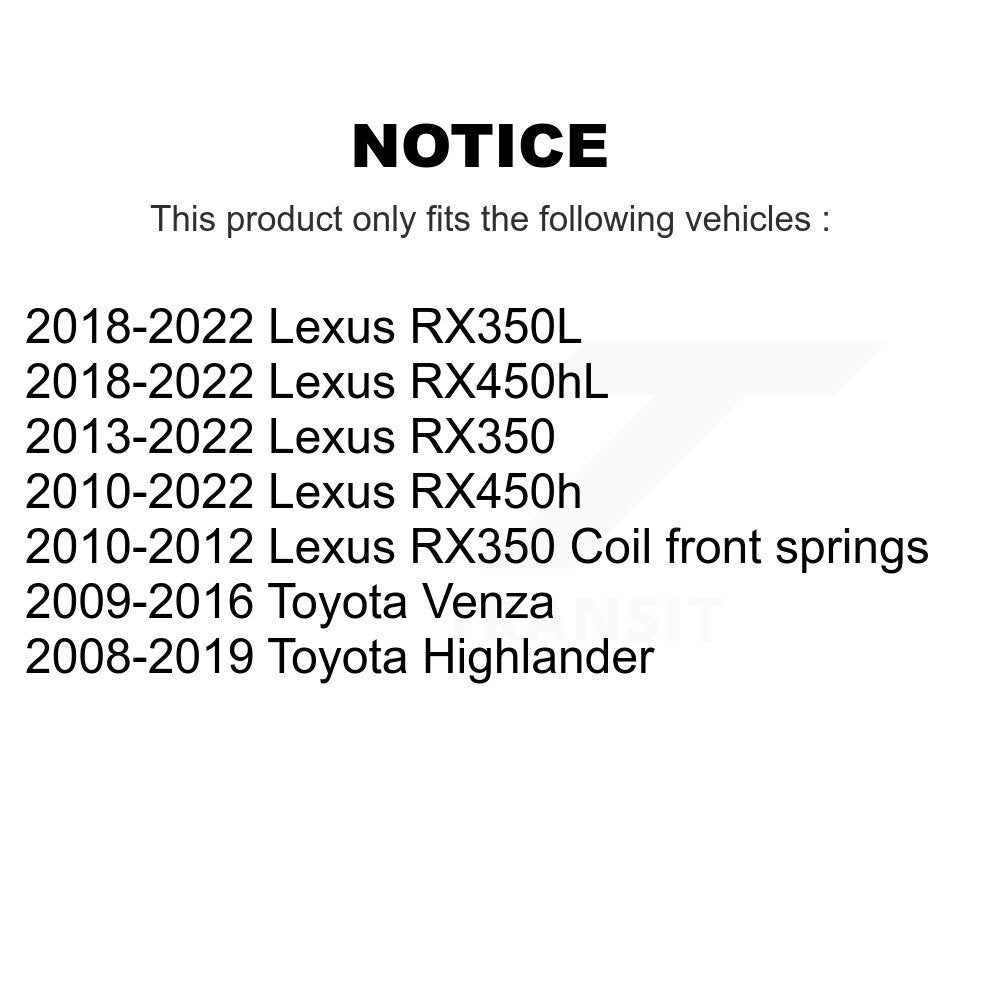[Avant Inférieur] Ensemble de bras de suspension et joint à rotule pour Toyota Highlander Lexus RX350 Venza RX450h K72-101520