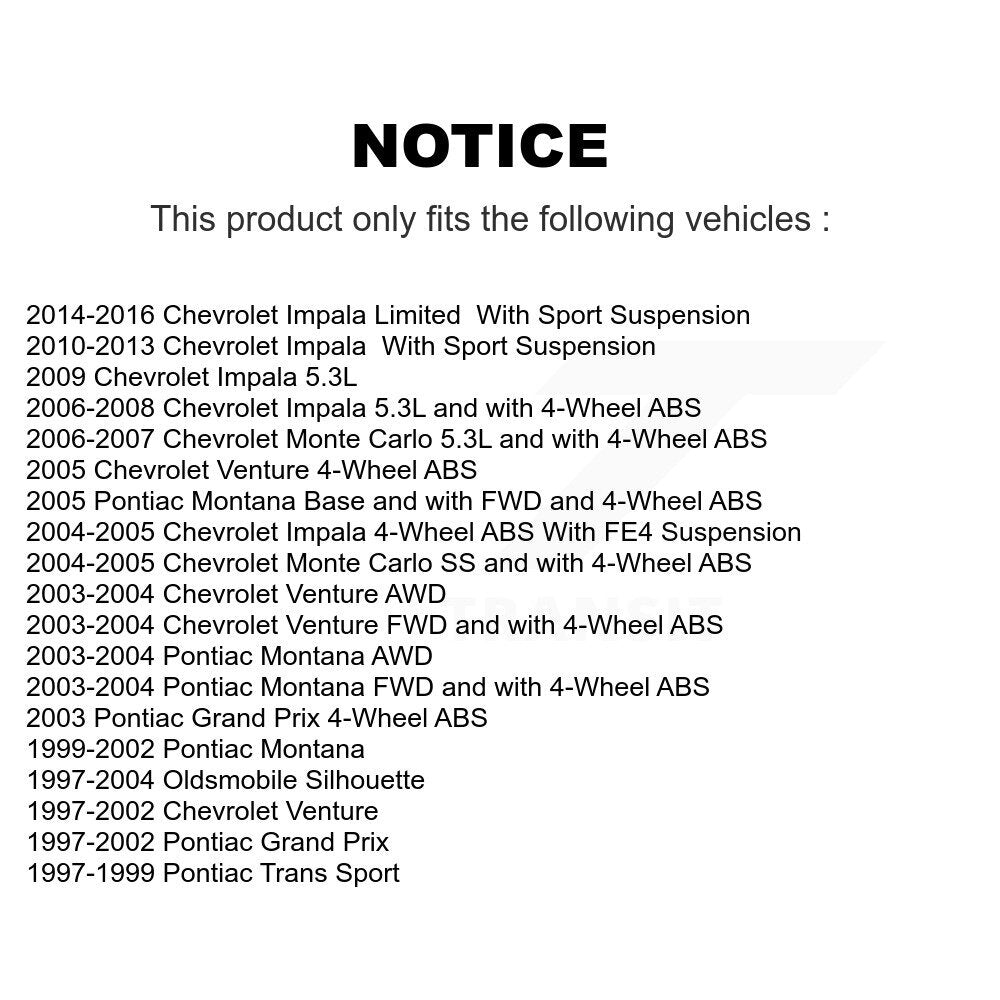 [Avant] Kit d'ensemble roulement de roue et moyeu pour Chevrolet Impala Pontiac Grand Prix Venture Limited Montana Monte Carlo Oldsmobile Silhouette Trans Sport K77-100091