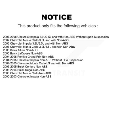 [Avant] Kit d'ensemble roulement de roue et moyeu pour Chevrolet Impala Pontiac Grand Prix Buick Century Monte Carlo LaCrosse Regal Allure K77-100103