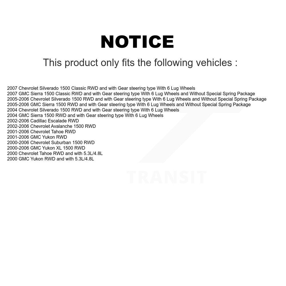 [Avant] Kit d'ensemble roulement de roue et moyeu pour Chevrolet Silverado 1500 GMC Tahoe Suburban Sierra Yukon Avalanche XL Classic Cadillac Escalade K77-100160