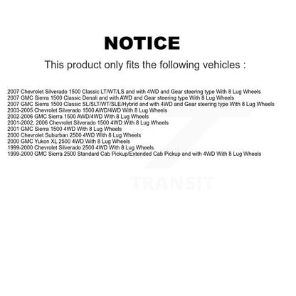 [Avant] Kit d'ensemble roulement de roue et moyeu pour Chevrolet Silverado 1500 GMC Sierra Classic 2500 Suburban Yukon XL avec 8 Lug Wheels K77-100162