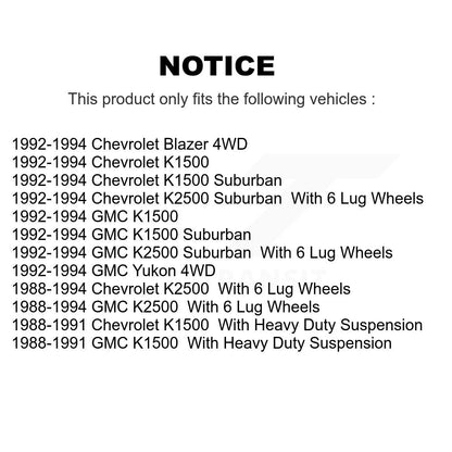 [Avant] Kit d'ensemble roulement de roue et moyeu pour Chevrolet K1500 GMC K2500 Suburban Blazer Yukon K77-100321