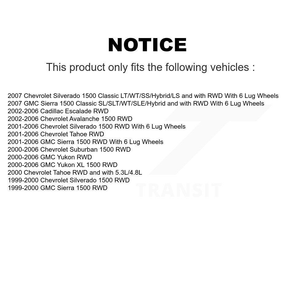 [Avant] Kit d'ensemble roulement de roue et moyeu pour Chevrolet Silverado 1500 GMC Tahoe Sierra Suburban Yukon Avalanche XL Classic Cadillac Escalade K77-100353