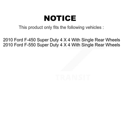 [Avant] Kit d'ensemble roulement de roue et moyeu pour 2010 Ford F-450 Super Duty F-550 avec Single Rear Wheels 4 X K77-100366