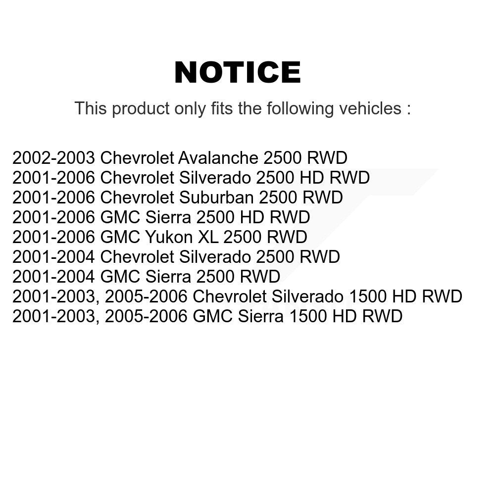 [Avant] Kit d'ensemble roulement de roue et moyeu pour Chevrolet Silverado 2500 HD GMC Sierra 1500 Suburban Yukon XL Avalanche RWD K77-100370