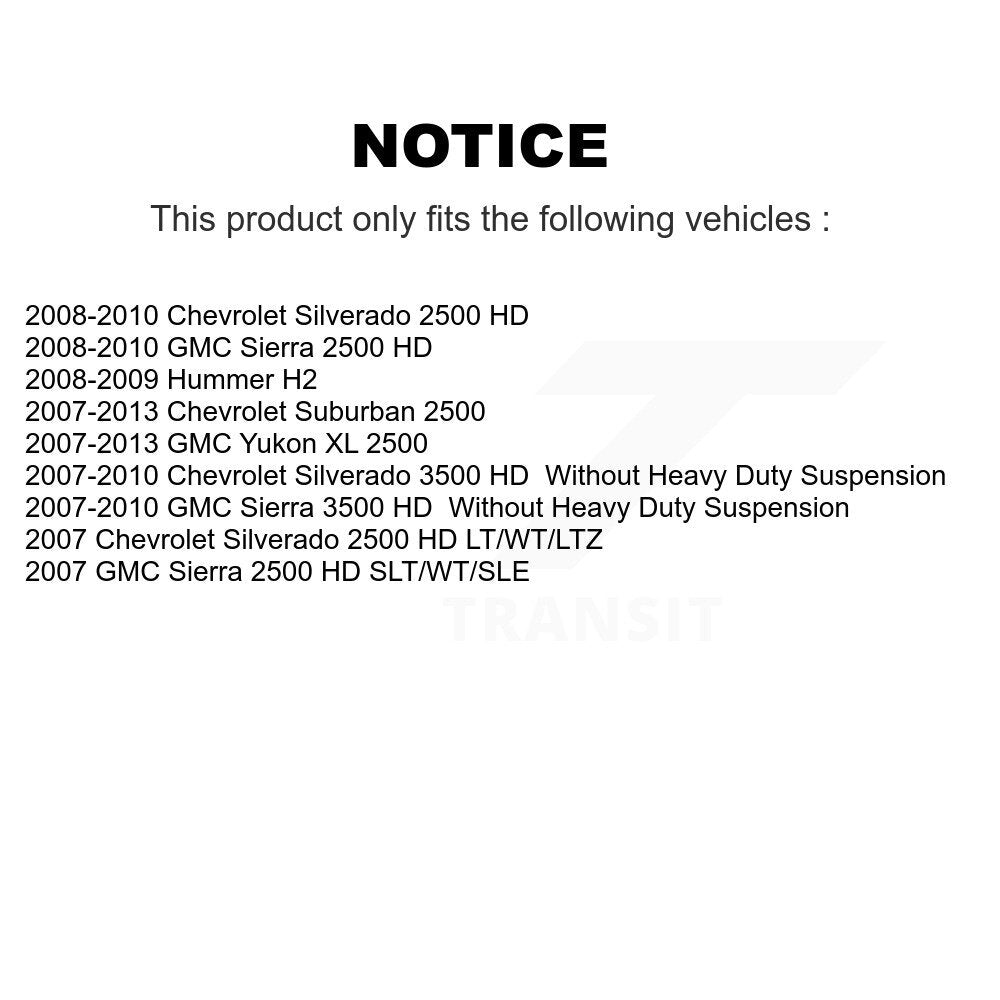[Avant] Kit d'ensemble roulement de roue et moyeu pour Chevrolet Silverado 2500 HD GMC Sierra 3500 Suburban Hummer H2 Yukon XL K77-100378