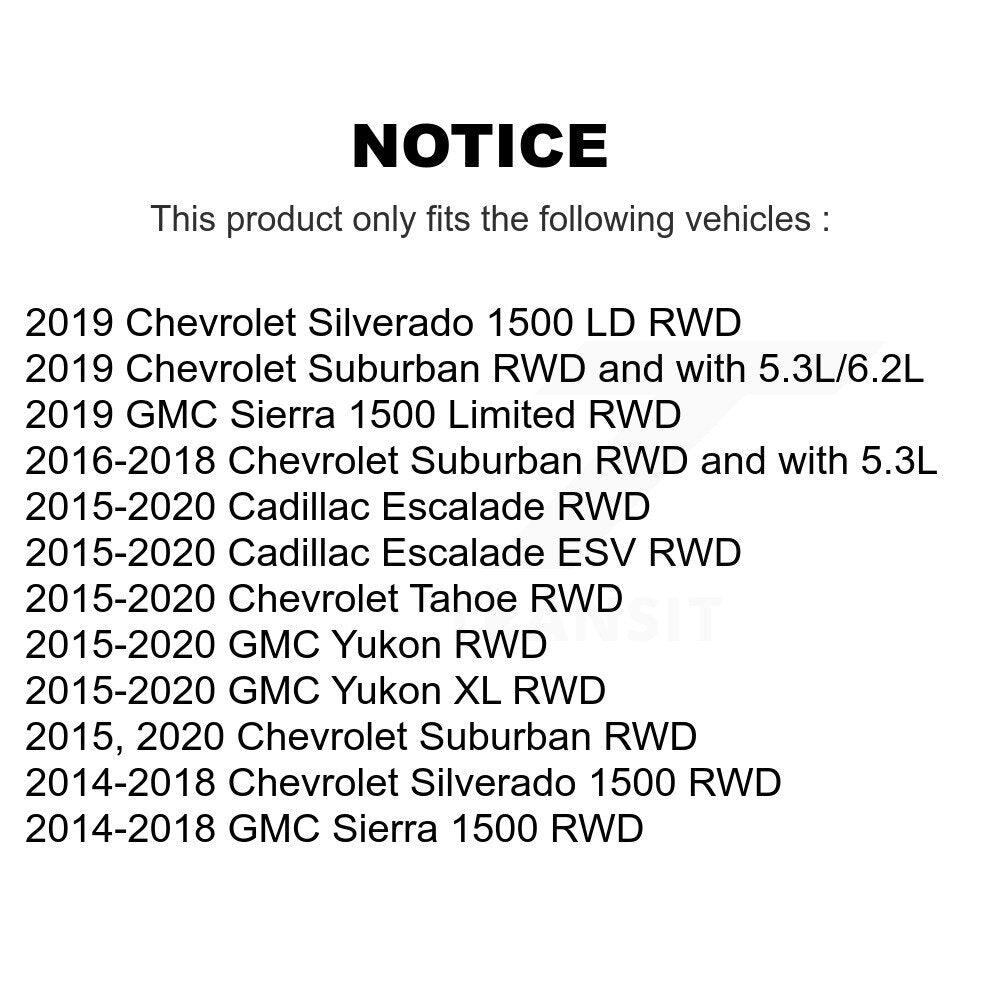 [Avant] Kit d'ensemble roulement de roue et moyeu pour Chevrolet Silverado 1500 GMC Sierra Tahoe Suburban Yukon Cadillac XL Escalade ESV 7-1/4" longueur RWD K77-100396