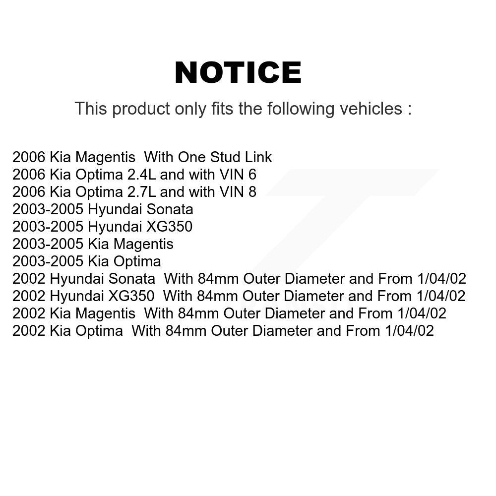 [Avant] Kit de Roulement de roue pour Hyundai Sonata Kia Optima XG350 Magentis K77-100485