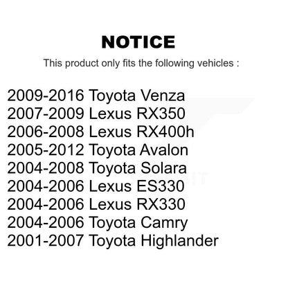 [Avant] Kit de Roulement de roue pour Toyota Camry Lexus Highlander Avalon Venza RX350 RX330 Solara ES330 RX400h K77-100504