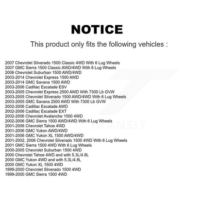 [Avant] Ensemble roulement de roue et moyeu pour Chevrolet GMC Silverado 1500 Sierra Avalanche K77-100910