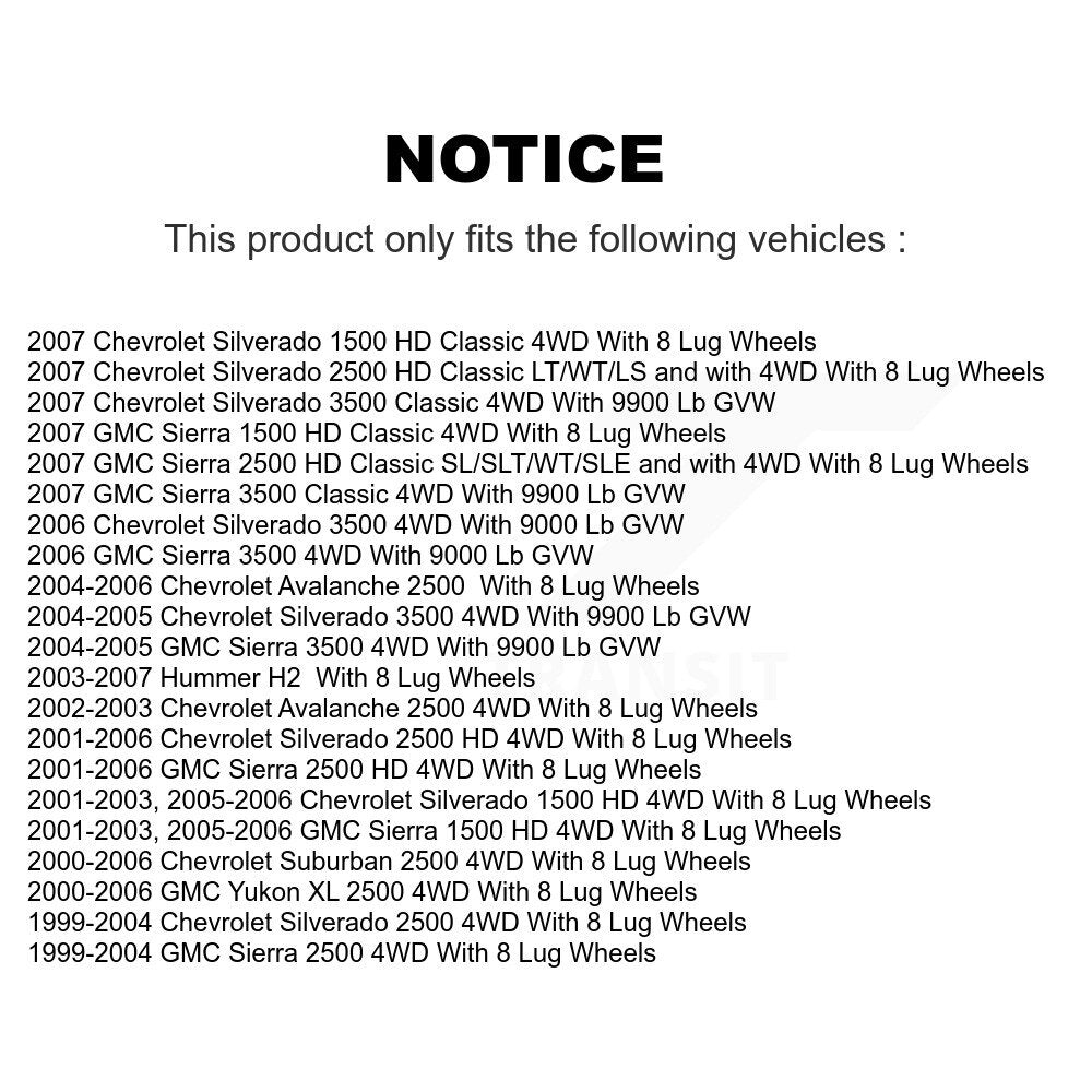[Avant] Ensemble roulement de roue et moyeu pour GMC Chevrolet Sierra 2500 HD Silverado 3500 K77-102159