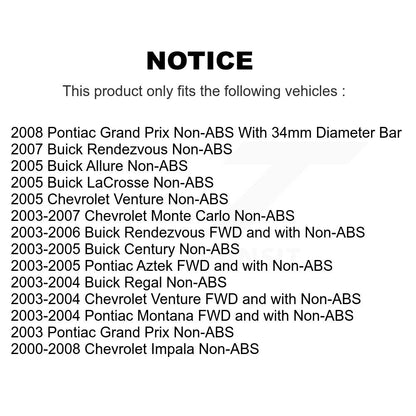 [Avant] Ensemble roulement de roue et moyeu pour Chevrolet Impala Buick Pontiac Rendezvous K77-102186