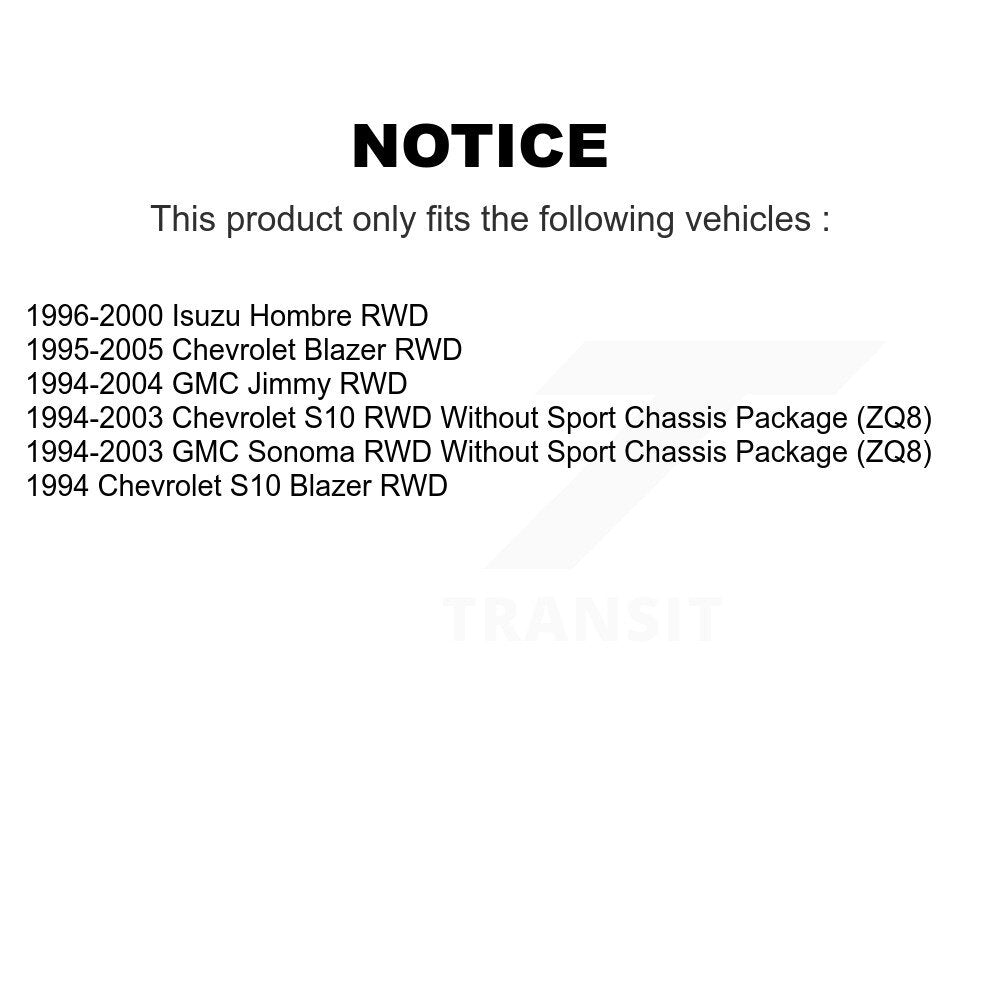[Avant] Kit d'amortisseur de suspension pour Chevrolet S10 Blazer GMC Sonoma Jimmy Isuzu Hombre RWD K78-100059