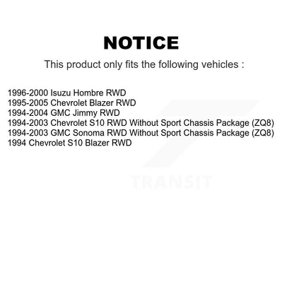 [Avant] Kit d'amortisseur de suspension pour Chevrolet S10 Blazer GMC Sonoma Jimmy Isuzu Hombre RWD K78-100059