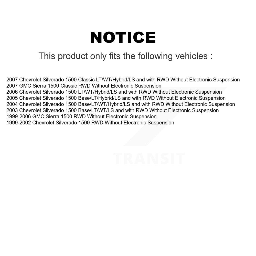 [Avant] Kit d'amortisseur de suspension pour Chevrolet Silverado 1500 GMC Sierra Classic sans Electronic K78-100064