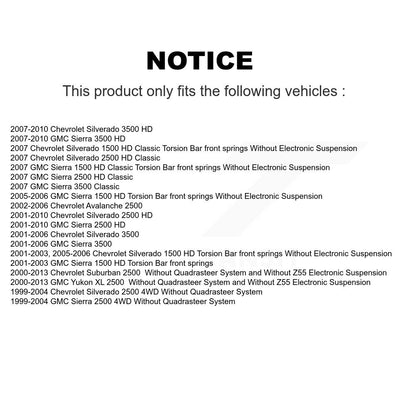 [Avant] Kit d'amortisseur de suspension pour Chevrolet Silverado 2500 HD GMC Sierra 3500 Classic 1500 Suburban Yukon XL Avalanche K78-100068