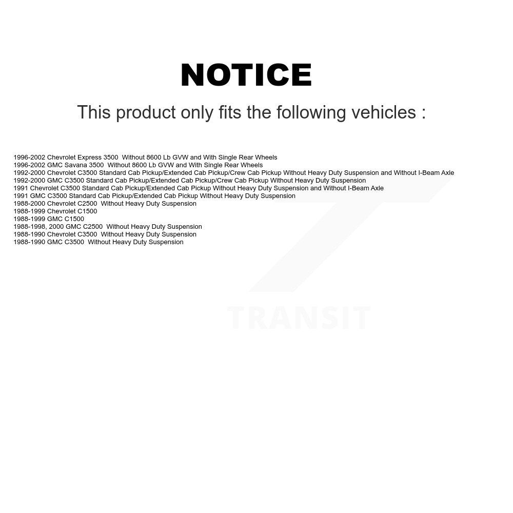 [Avant et Arrière] Amortisseur de suspension pour C1500 Chevrolet GMC C2500 C3500 Express 3500 Savana K78-100178