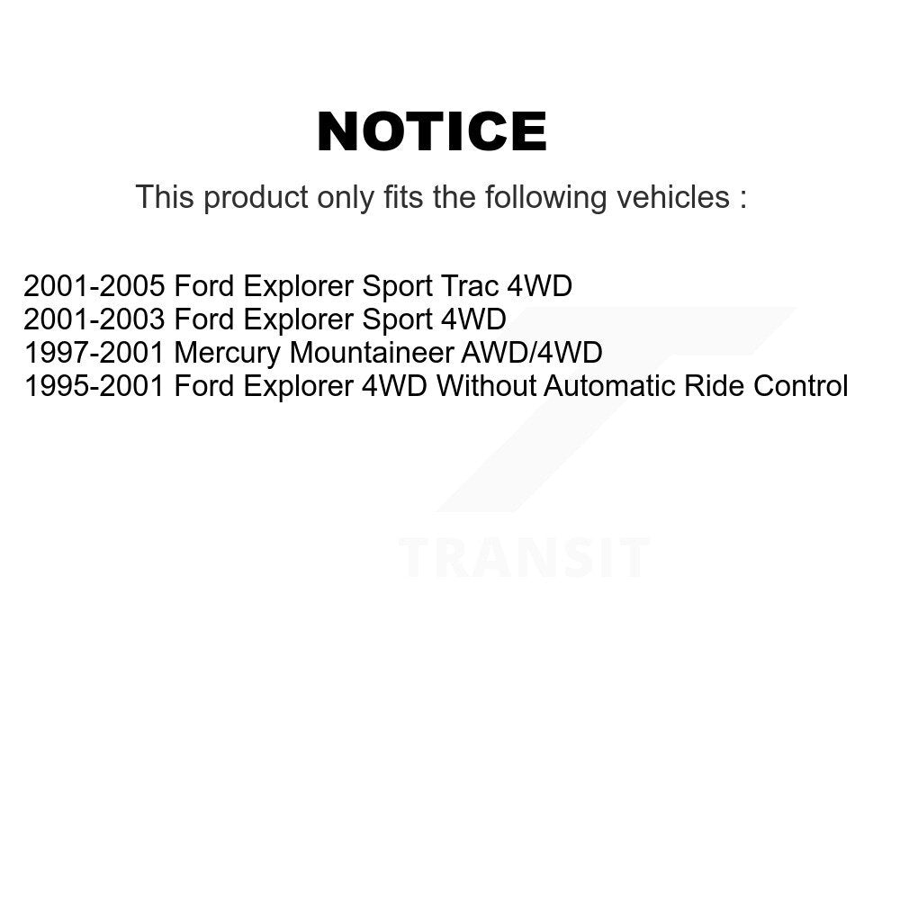 [Avant + Arrière] Kit d'amortisseur de suspension pour Ford Explorer Sport Trac Mercury Mountaineer K78-100184