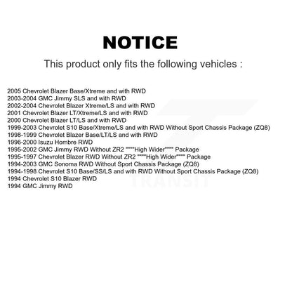 [Avant + Arrière] Kit d'amortisseur de suspension pour Chevrolet S10 Blazer GMC Sonoma Jimmy Isuzu Hombre K78-100185