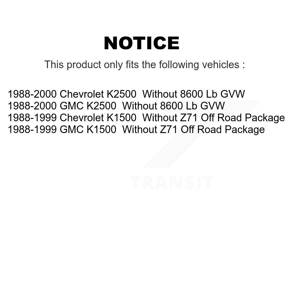 [Avant + Arrière] Kit d'amortisseur de suspension pour Chevrolet K1500 GMC Tahoe K2500 Suburban Yukon Cadillac Escalade K78-100186