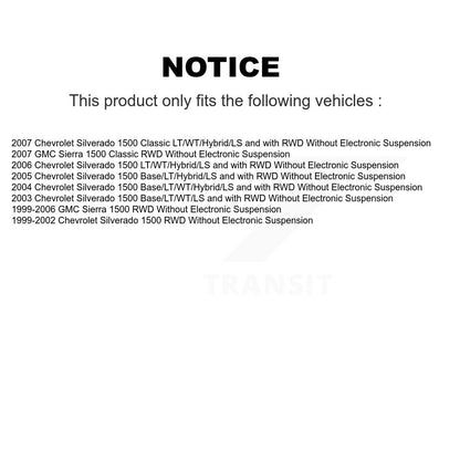 [Avant + Arrière] Kit d'amortisseur de suspension pour Chevrolet Silverado 1500 GMC Sierra Classic sans Electronic K78-100190