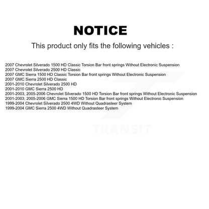 [Avant + Arrière] Kit d'amortisseur de suspension pour Chevrolet Silverado 2500 HD GMC Sierra Classic 1500 K78-100194