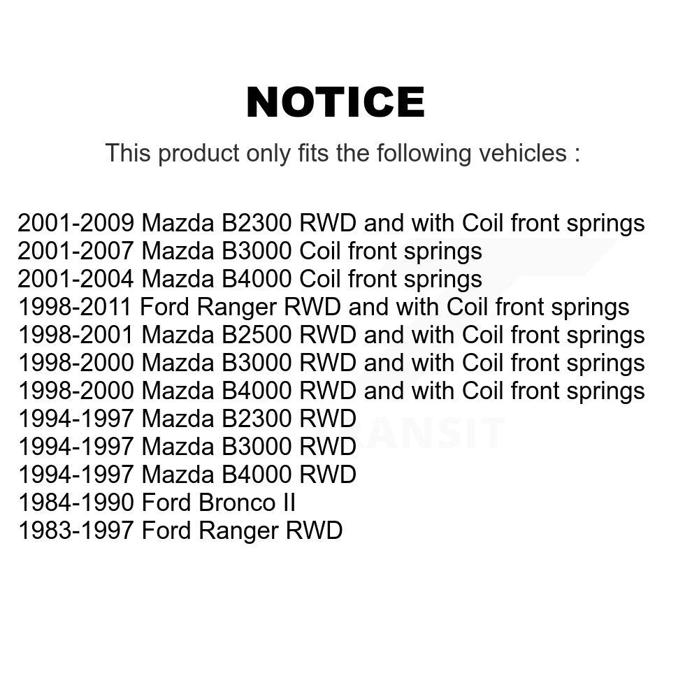 [Arrière] Kit d'amortisseur de suspension pour Ford Ranger Mazda B3000 B2300 Bronco II B4000 B2500 K78-100258