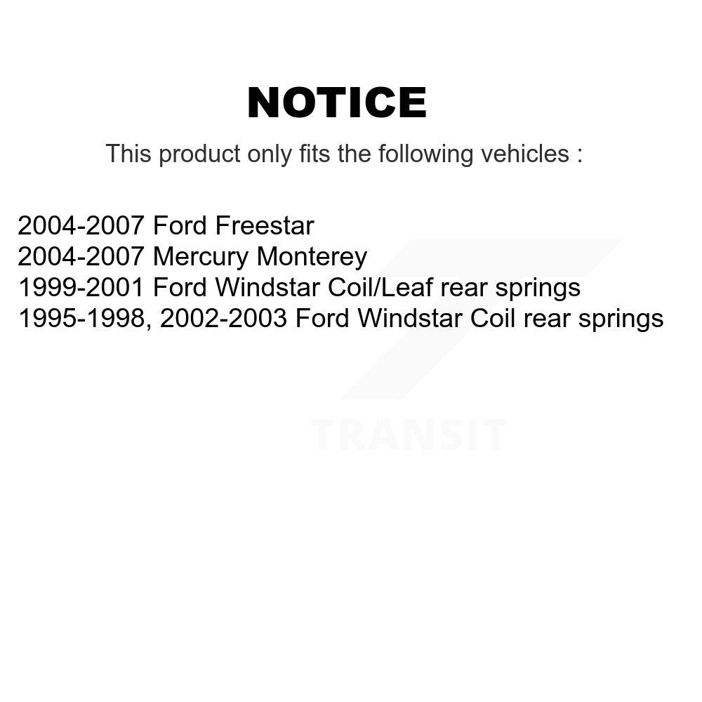 [Arrière] Kit d'amortisseur de suspension pour Ford Windstar Freestar Mercury Monterey K78-100267