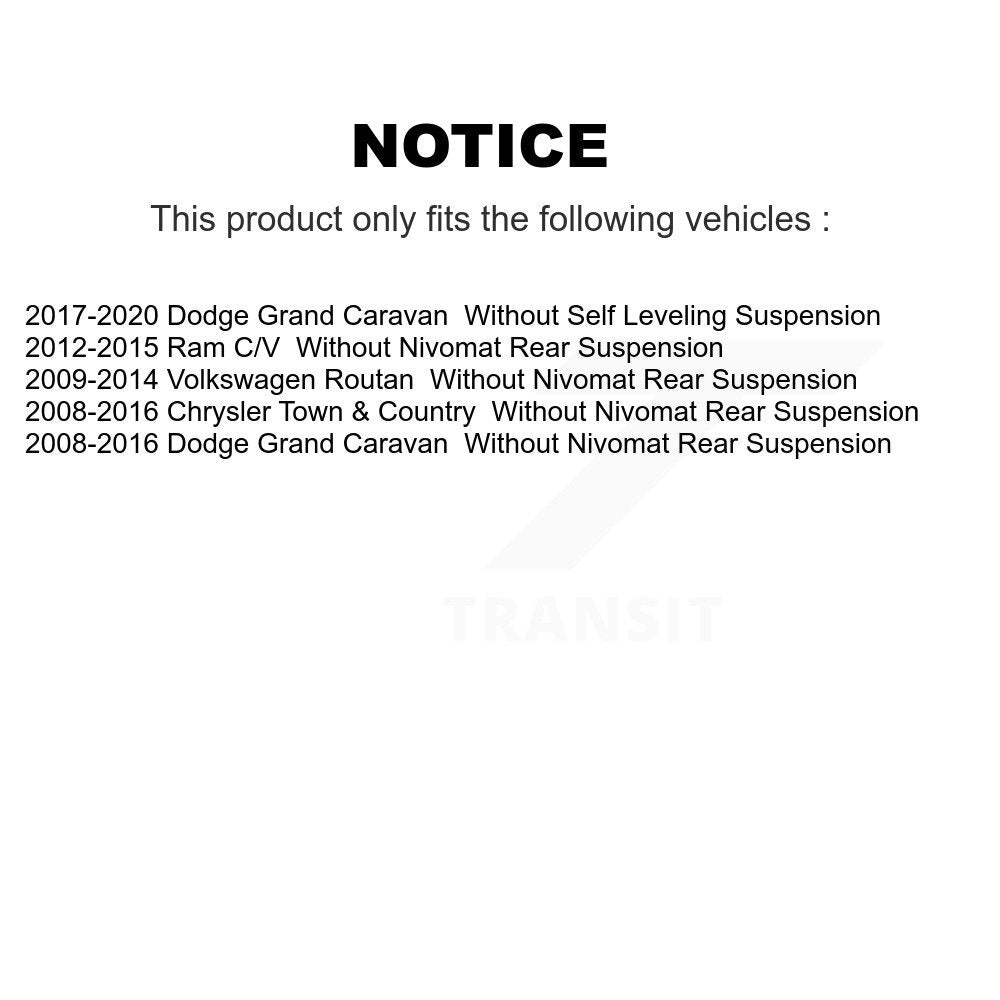 [Arrière] Kit d'amortisseur de suspension pour Dodge Grand Caravan Chrysler Town & Country Volkswagen Routan Ram C/V K78-100298