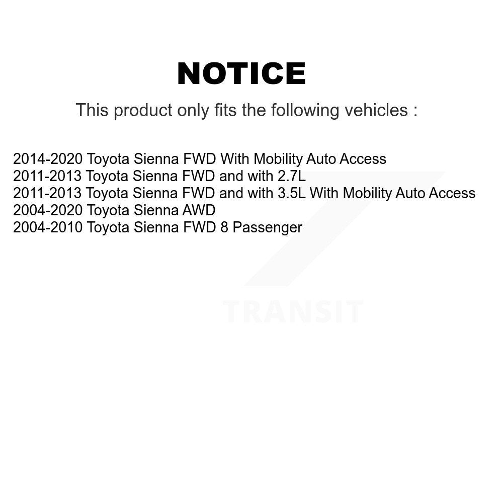 [Arrière] Kit d'amortisseur de suspension pour Toyota Sienna K78-100299