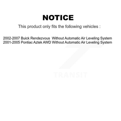 [Arrière] Kit d'amortisseur de suspension pour Buick Rendezvous Pontiac Aztek sans Automatic Air Leveling System K78-100309