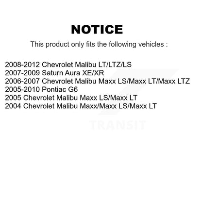 [Arrière] Kit d'amortisseur de suspension pour Chevrolet Malibu Pontiac G6 Saturn Aura K78-100337