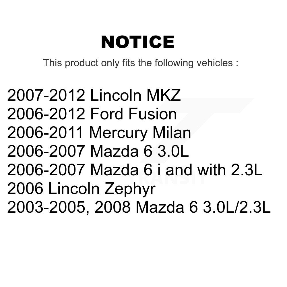 [Arrière] Kit d'amortisseur de suspension pour Ford Fusion Mazda 6 Lincoln MKZ Mercury Milan Zephyr K78-100341
