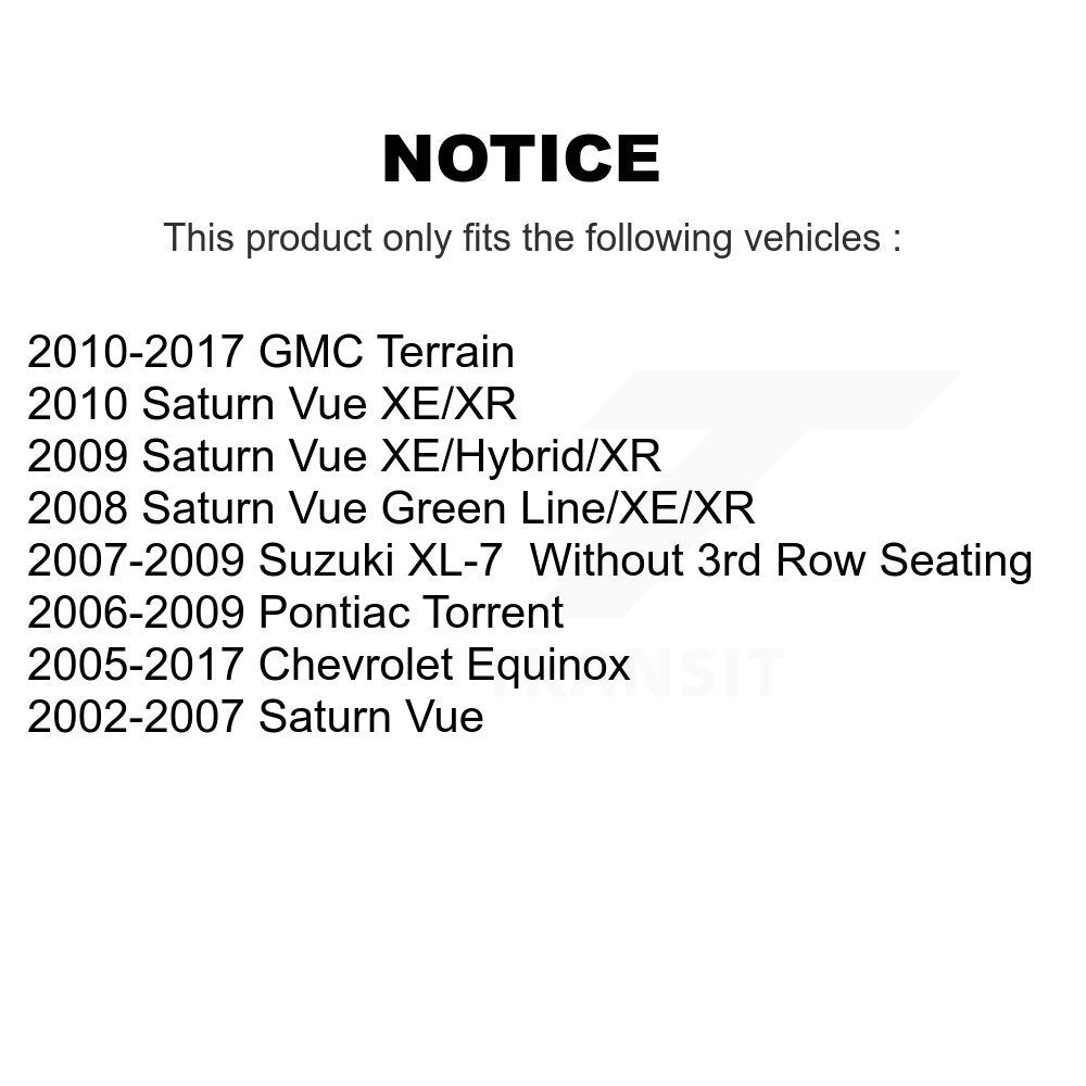 [Arrière] Kit d'amortisseur de suspension pour Chevrolet Equinox GMC Terrain Saturn Vue Pontiac Torrent Suzuki XL-7 K78-100354