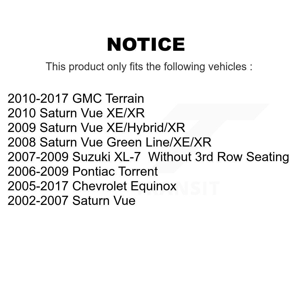 [Arrière] Kit d'amortisseur de suspension pour Chevrolet Equinox GMC Terrain Saturn Vue Pontiac Torrent Suzuki XL-7 K78-100354
