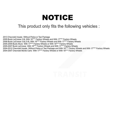 [Avant et Arrière] Jambe de suspension pour Chevrolet Impala Buick LaCrosse Allure Monte Carlo K78-100866