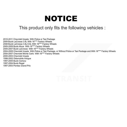 [Avant et Arrière] Jambe de suspension pour Chevrolet Impala Buick LaCrosse Century Allure Monte K78-100867